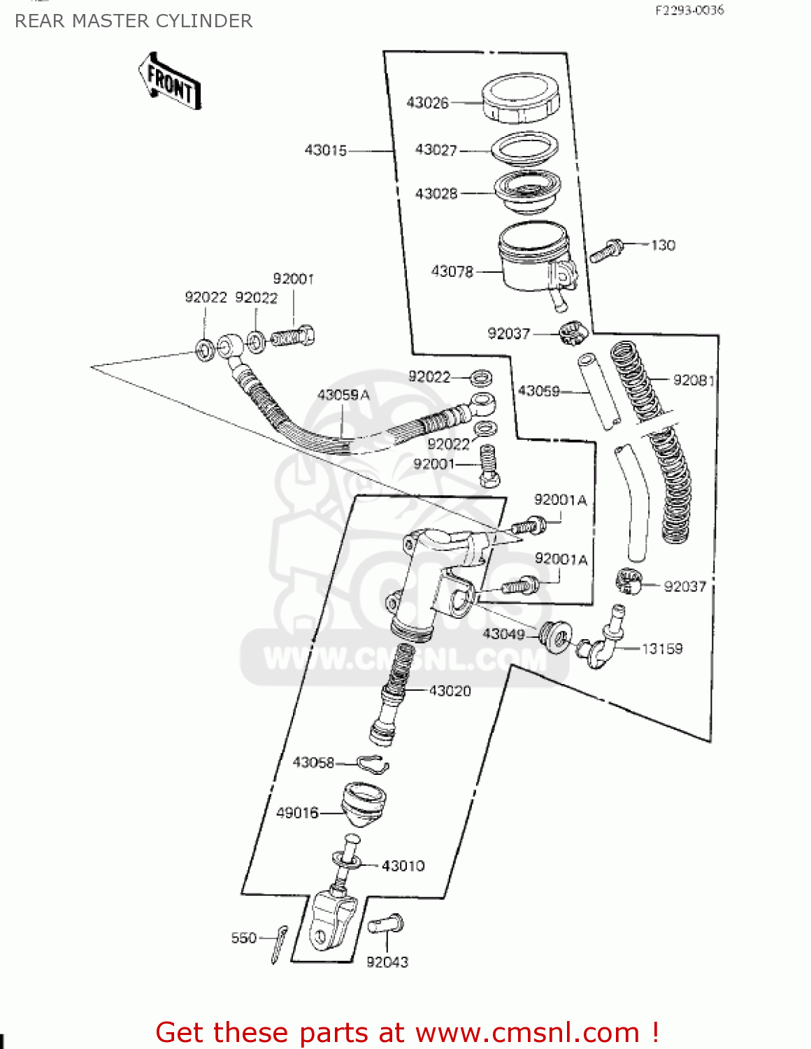 REAR MASTER CYLINDER KZ700A1 1984 USA CALIFORNIA