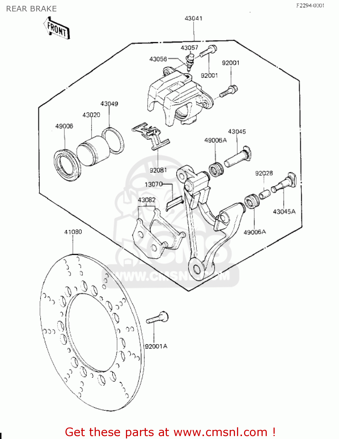 REAR BRAKE KZ700A1 1984 USA CALIFORNIA