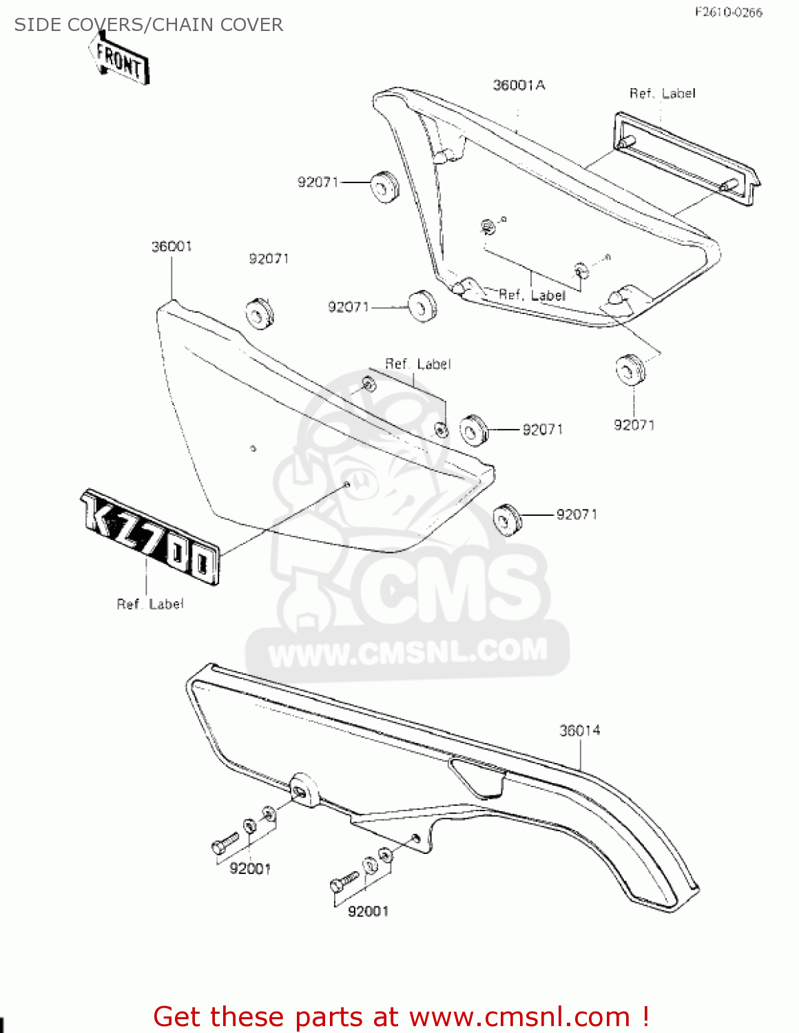 SIDE COVERS/CHAIN COVER KZ700A1 1984 USA CALIFORNIA