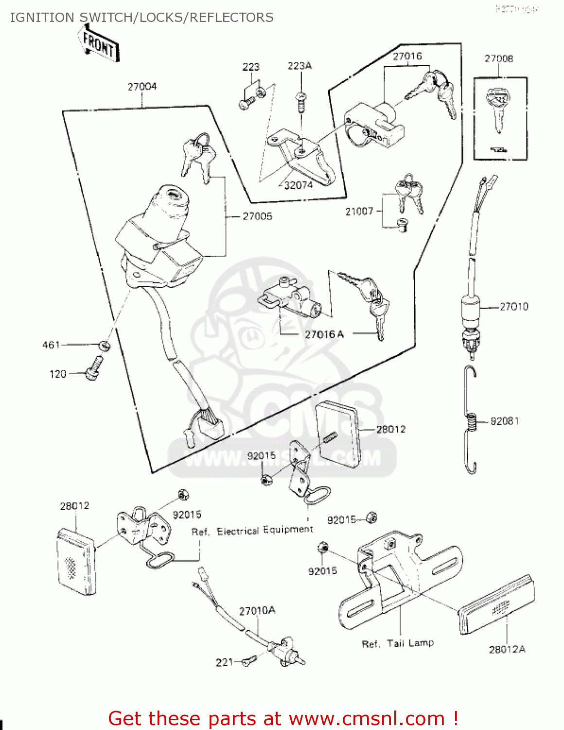 IGNITION SWITCH/LOCKS/REFLECTORS KZ700A1 1984 USA CALIFORNIA