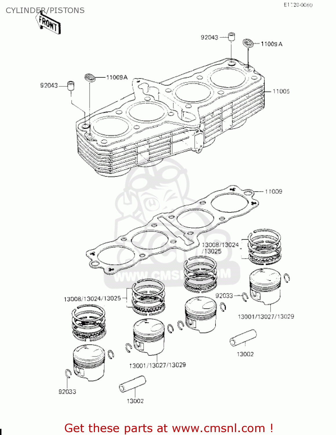 CYLINDER/PISTONS KZ700A1 1984 USA CALIFORNIA