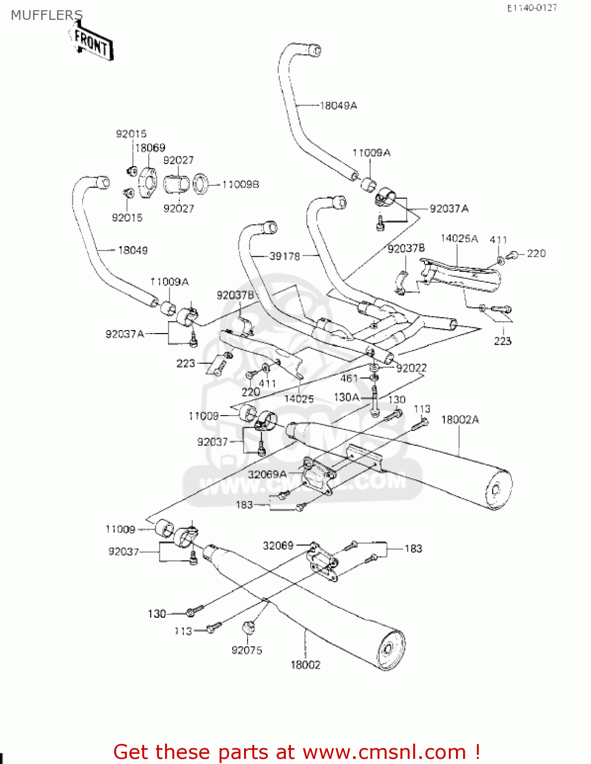 MUFFLERS KZ700A1 1984 USA CALIFORNIA