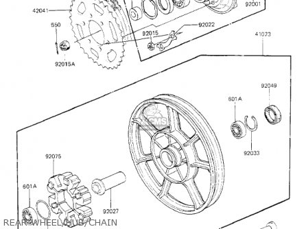 REAR WHEEL/HUB/CHAIN - KZ700A1 1984 USA CALIFORNIA