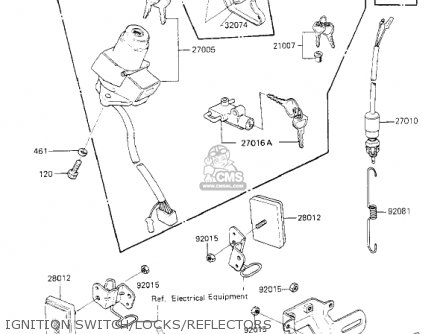 IGNITION SWITCH/LOCKS/REFLECTORS - KZ700A1 1984 USA CALIFORNIA