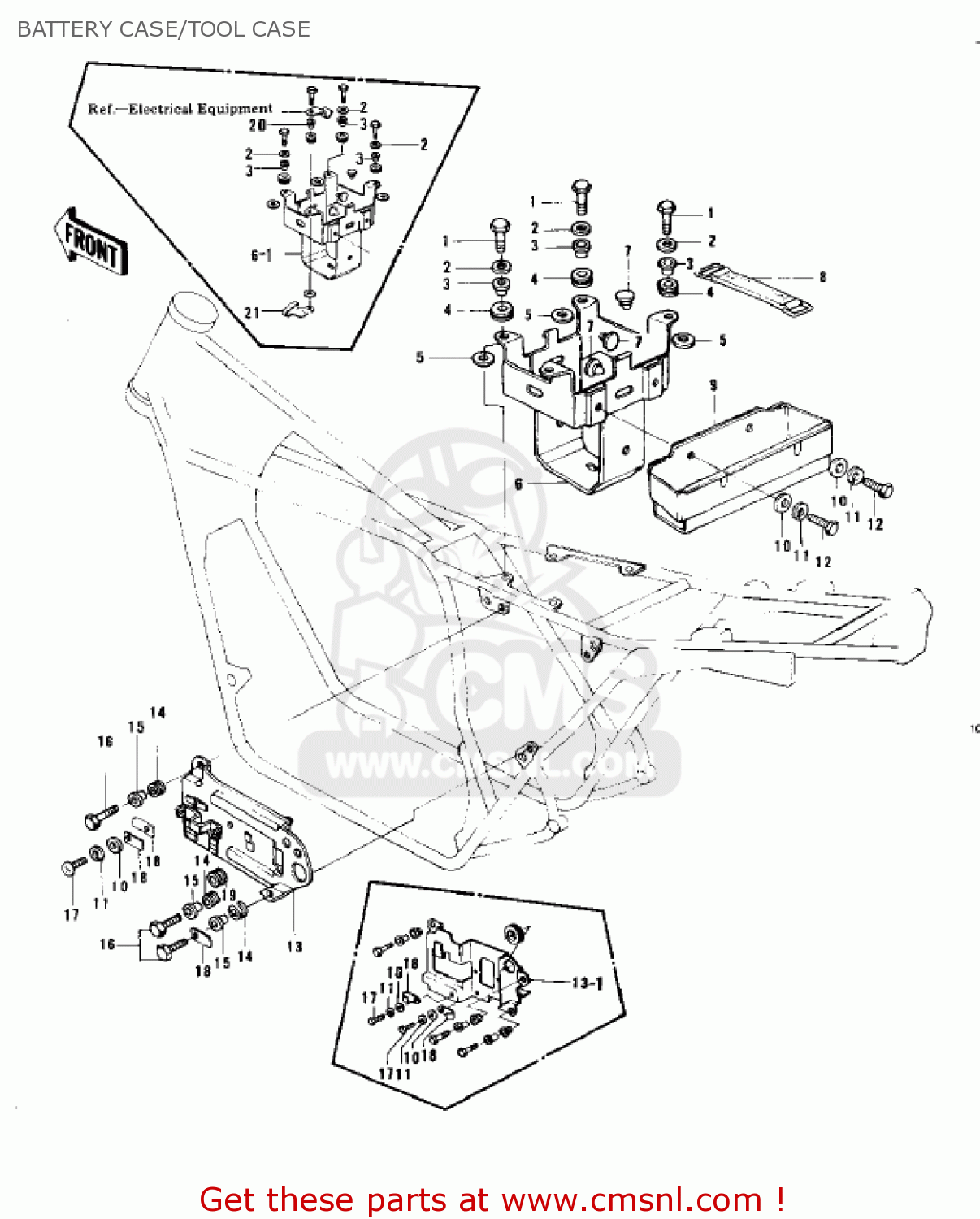 BATTERY CASE/TOOL CASE KZ750B1 1976 USA CANADA / MPH KPH