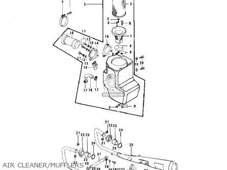 AIR CLEANER/MUFFLERS - KZ750B1 1976 USA CANADA / MPH KPH