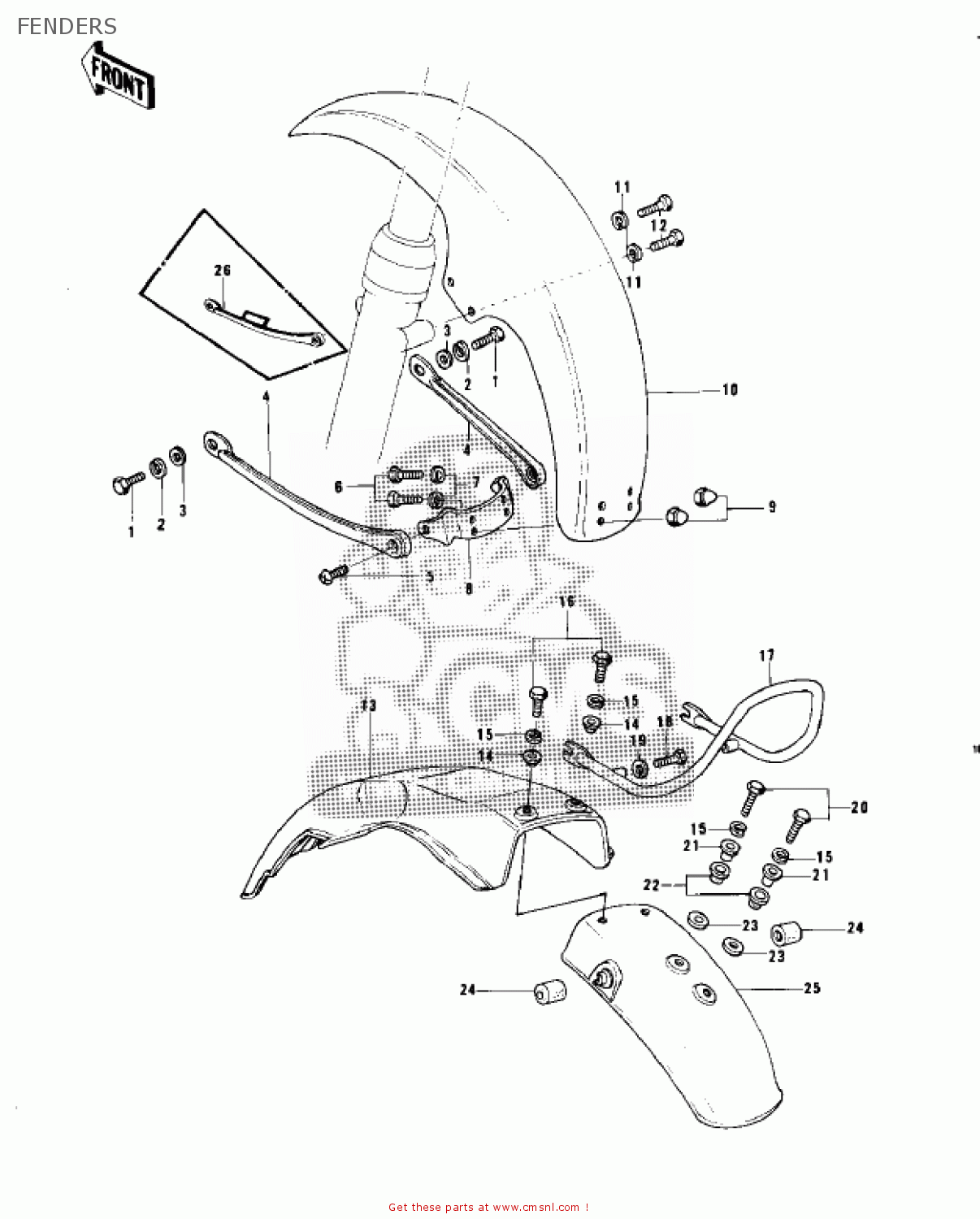 FENDERS KZ750B2 1977 USA CANADA / MPH KPH