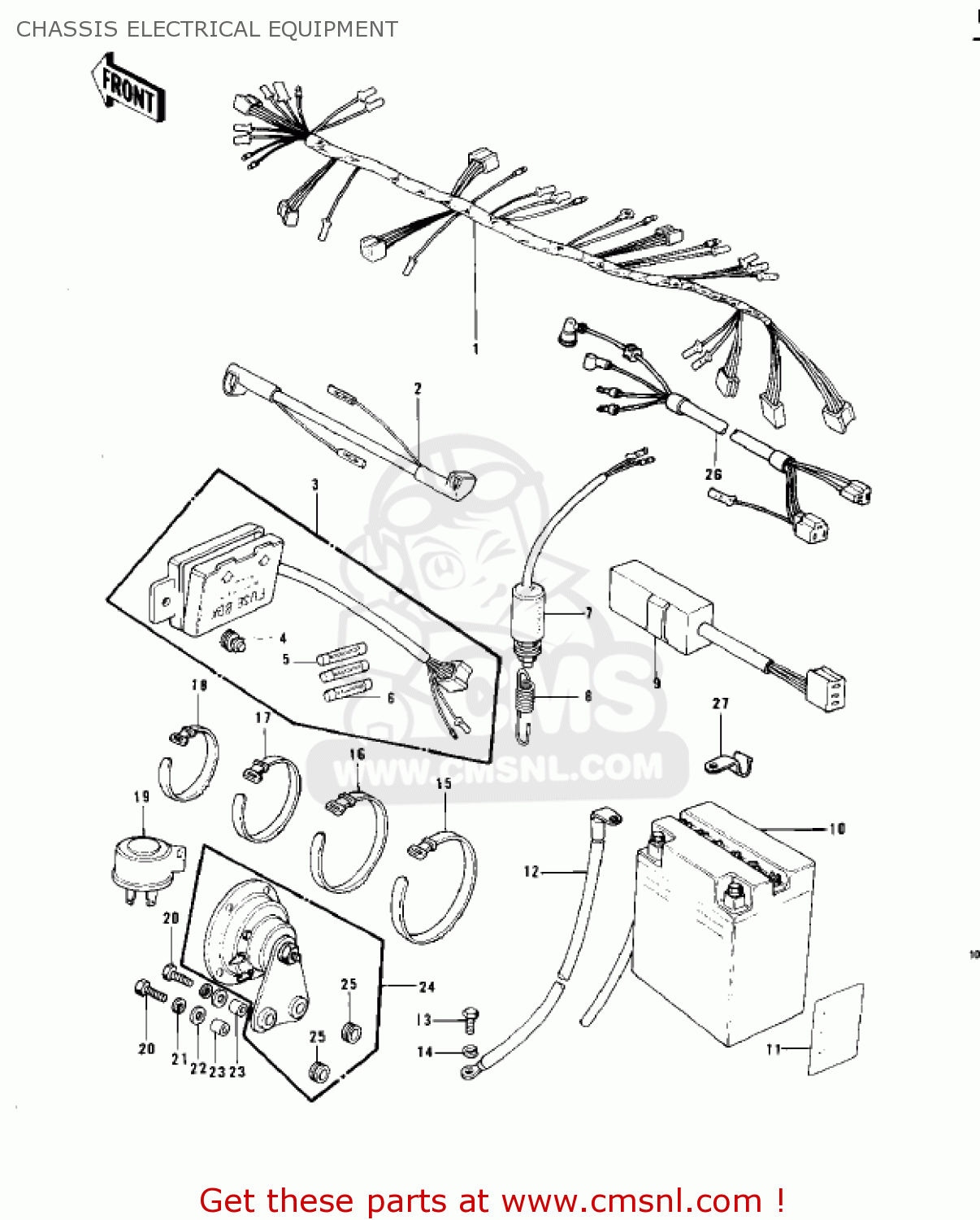 CHASSIS ELECTRICAL EQUIPMENT KZ750B2 1977 USA CANADA / MPH KPH