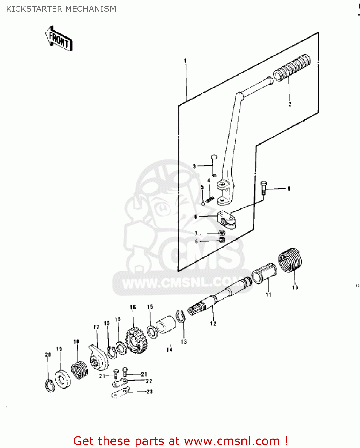 KICKSTARTER MECHANISM KZ750B2 1977 USA CANADA / MPH KPH