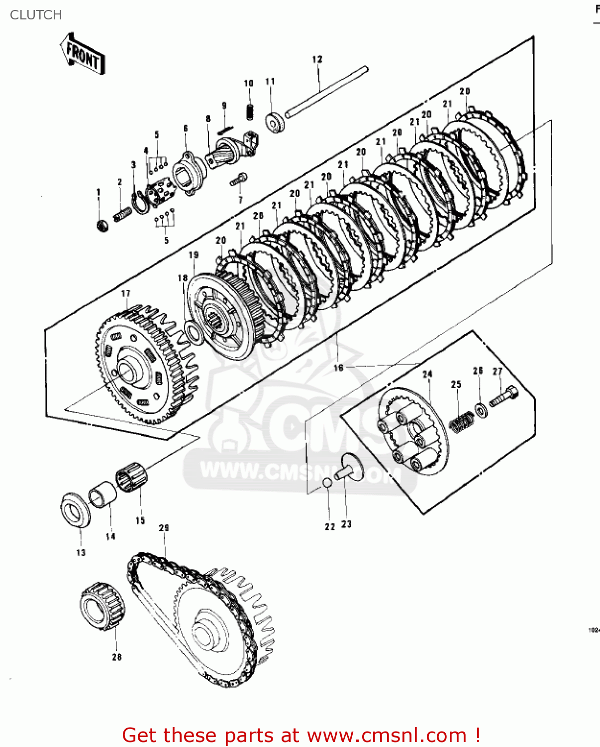 CLUTCH KZ750B2 1977 USA CANADA / MPH KPH