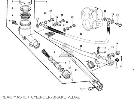REAR MASTER CYLINDER/BRAKE PEDAL - KZ750B2 1977 USA CANADA / MPH KPH