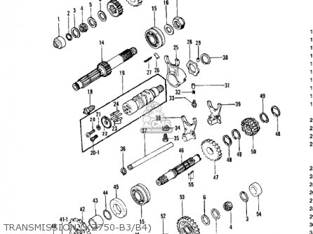 TRANSMISSION (KZ750-B3/B4) - KZ750B2 1977 USA CANADA / MPH KPH