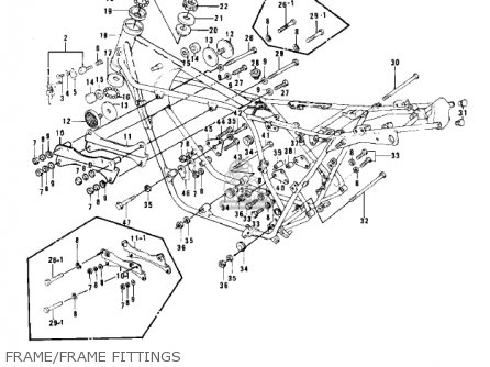 FRAME/FRAME FITTINGS - KZ750B2 1977 USA CANADA / MPH KPH