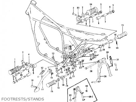 FOOTRESTS/STANDS - KZ750B2 1977 USA CANADA / MPH KPH
