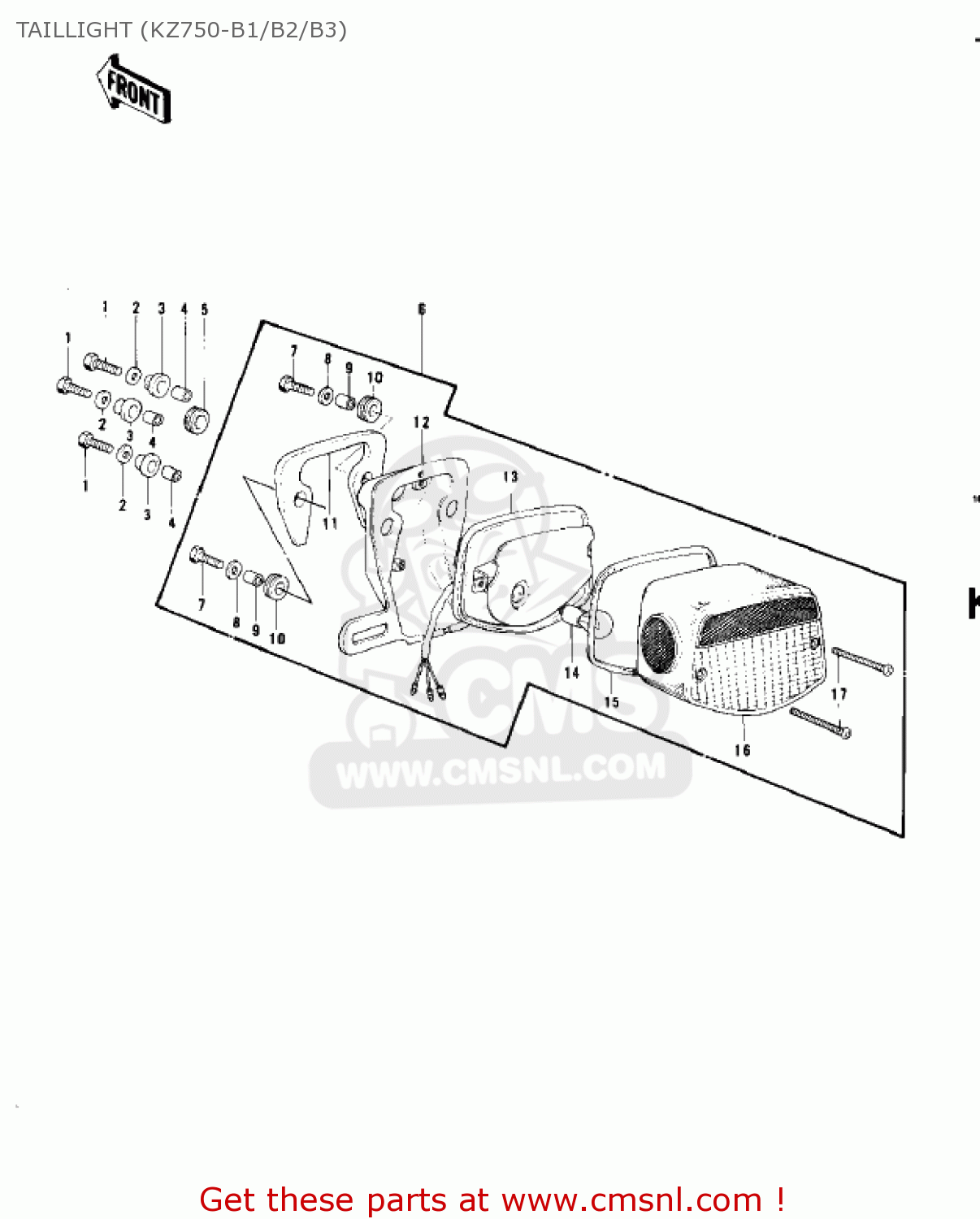 TAILLIGHT (KZ750-B1/B2/B3) KZ750B3 1978 USA CANADA / MPH KPH