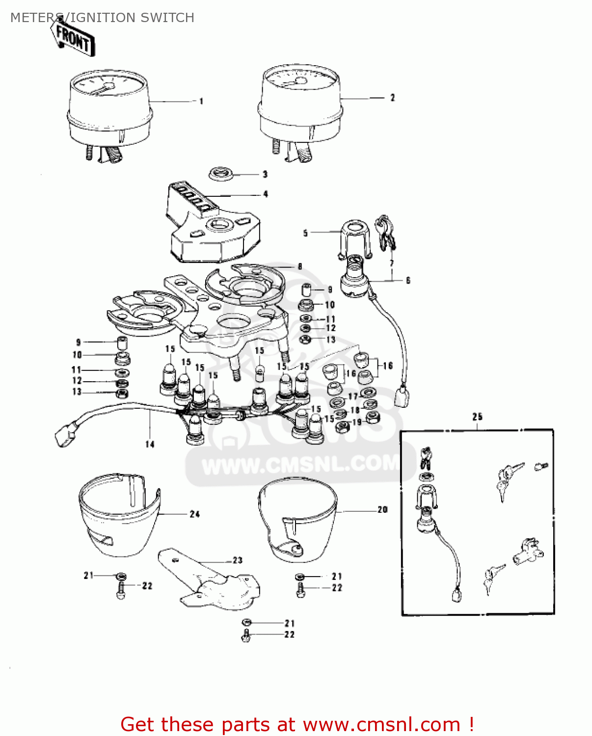 METERS/IGNITION SWITCH KZ750B3 1978 USA CANADA / MPH KPH