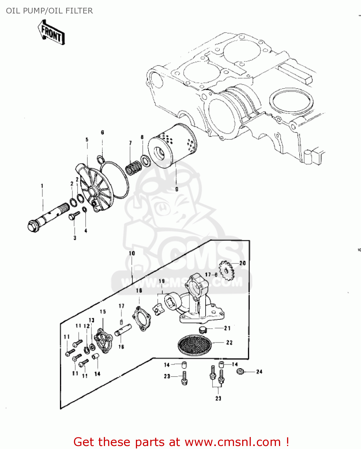 OIL PUMP/OIL FILTER KZ750B3 1978 USA CANADA / MPH KPH
