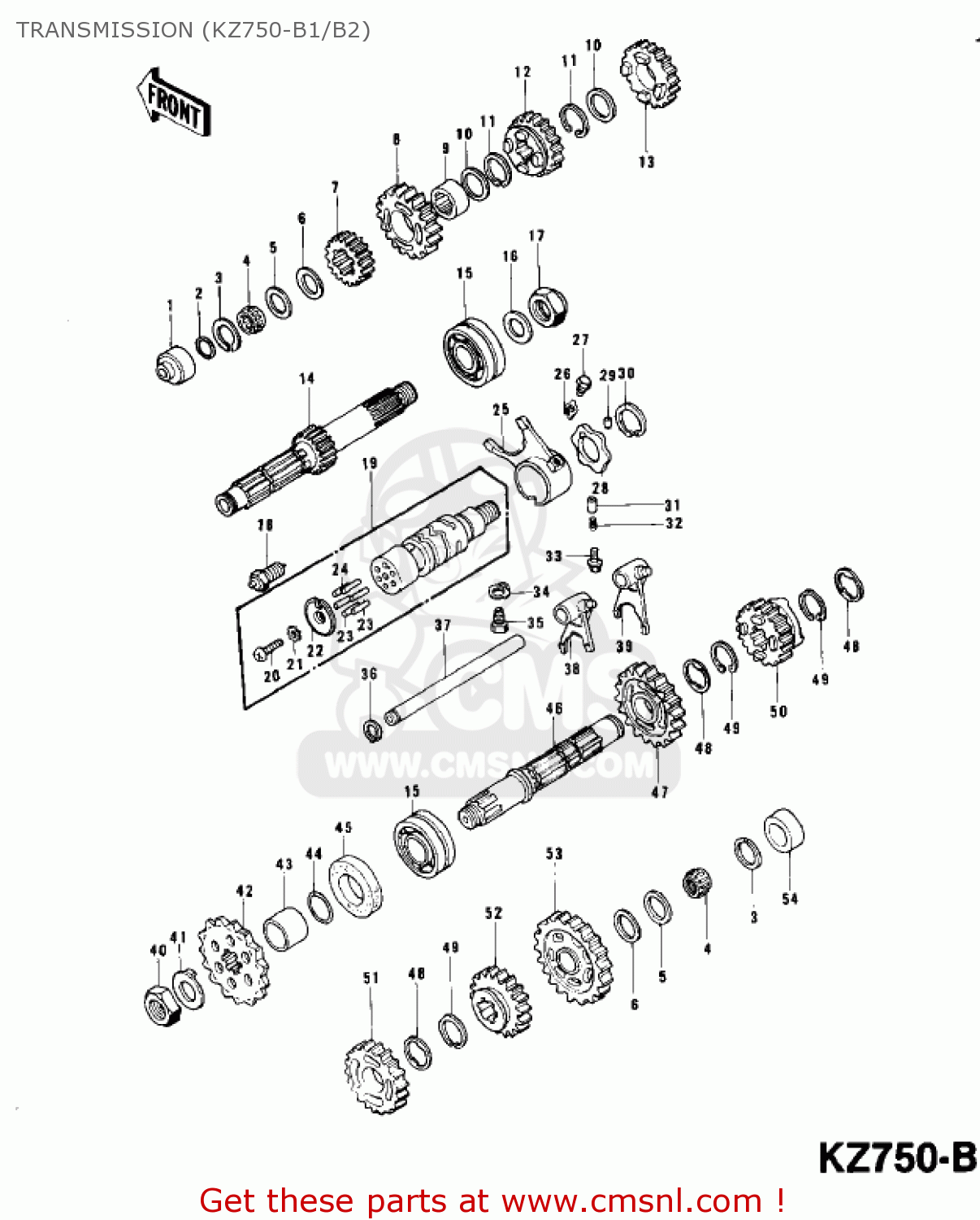 TRANSMISSION (KZ750-B1/B2) KZ750B3 1978 USA CANADA / MPH KPH