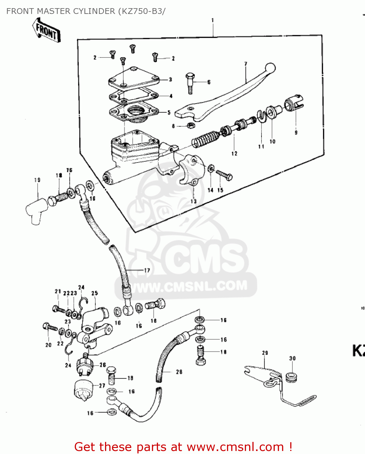 FRONT MASTER CYLINDER (KZ750-B3/ KZ750B3 1978 USA CANADA / MPH KPH