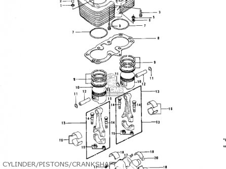 CYLINDER/PISTONS/CRANKSHAFT - KZ750B3 1978 USA CANADA / MPH KPH