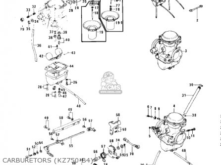 CARBURETORS (KZ750-B4) - KZ750B3 1978 USA CANADA / MPH KPH