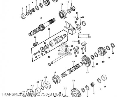 TRANSMISSION (KZ750-B1/B2) - KZ750B3 1978 USA CANADA / MPH KPH