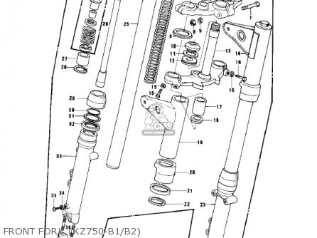 FRONT FORK (KZ750-B1/B2) - KZ750B3 1978 USA CANADA / MPH KPH