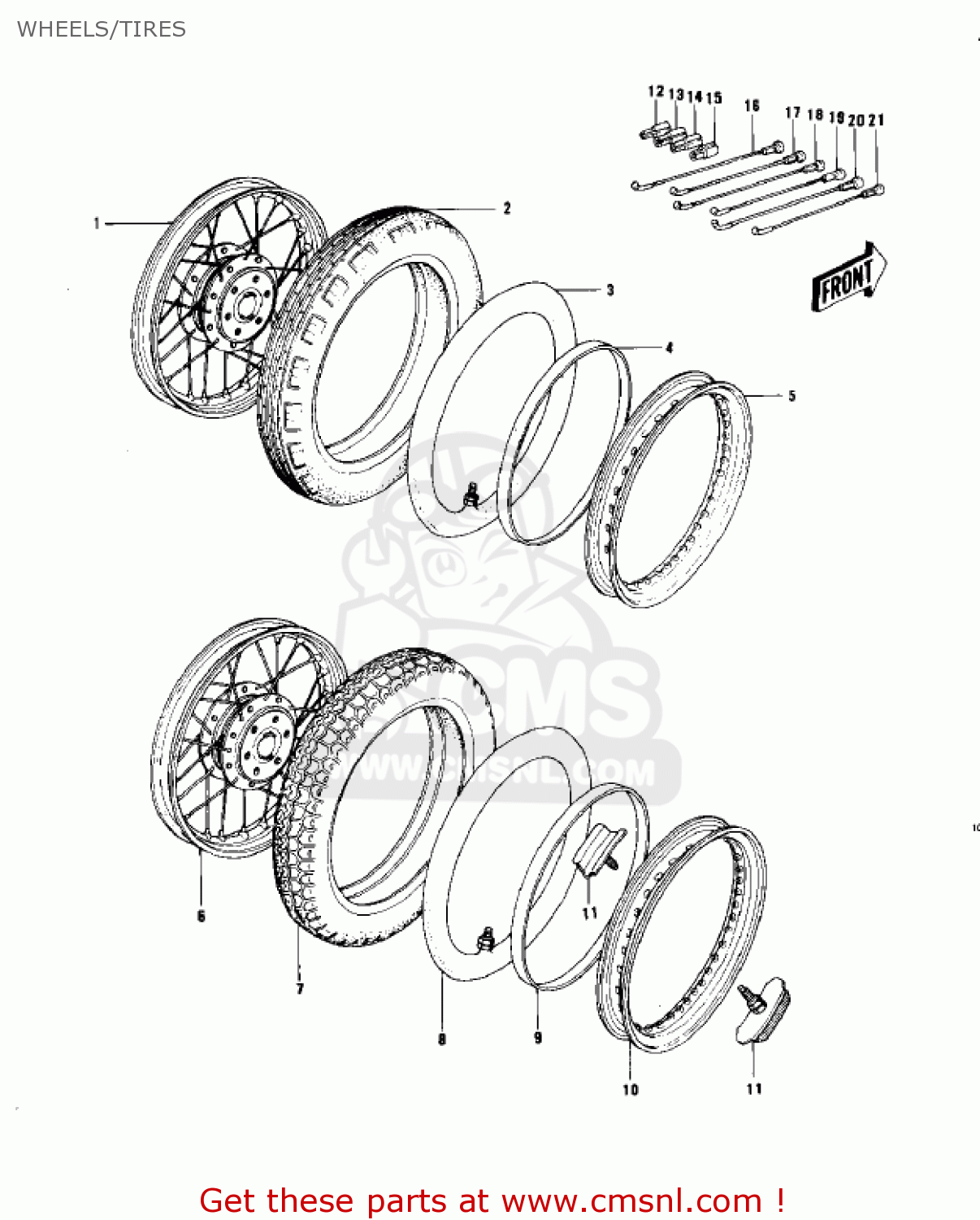 WHEELS/TIRES KZ750B4 1979 USA CANADA / MPH KPH
