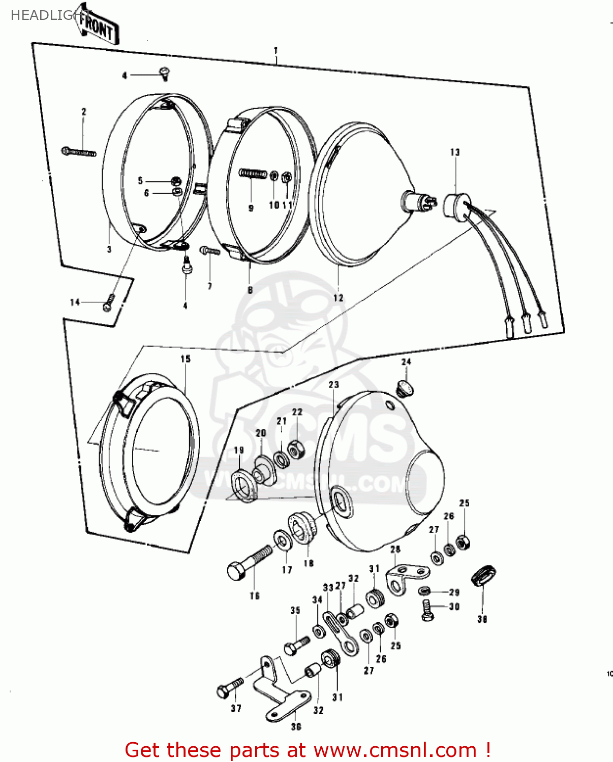 HEADLIGHT KZ750B4 1979 USA CANADA / MPH KPH