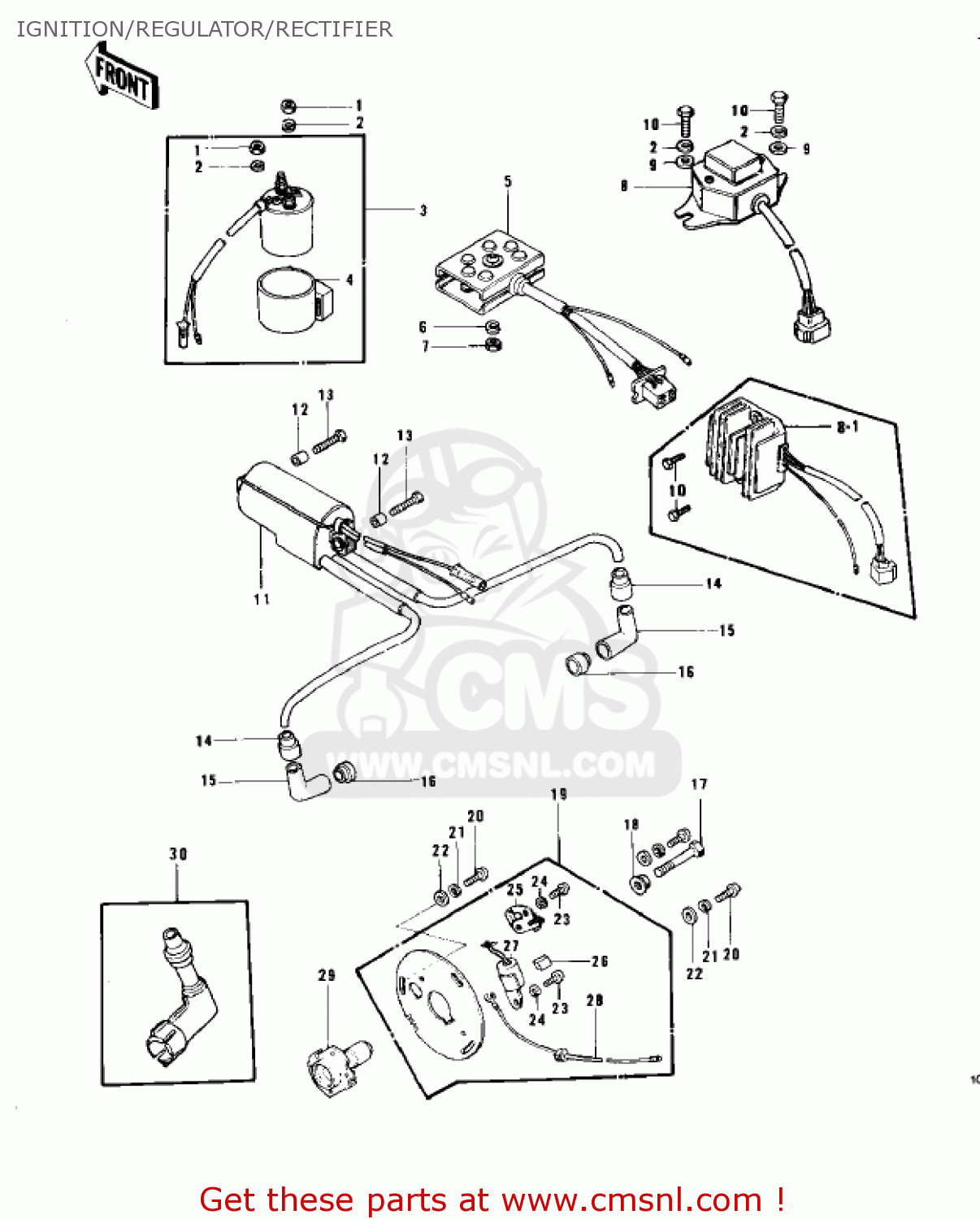 IGNITION/REGULATOR/RECTIFIER KZ750B4 1979 USA CANADA / MPH KPH