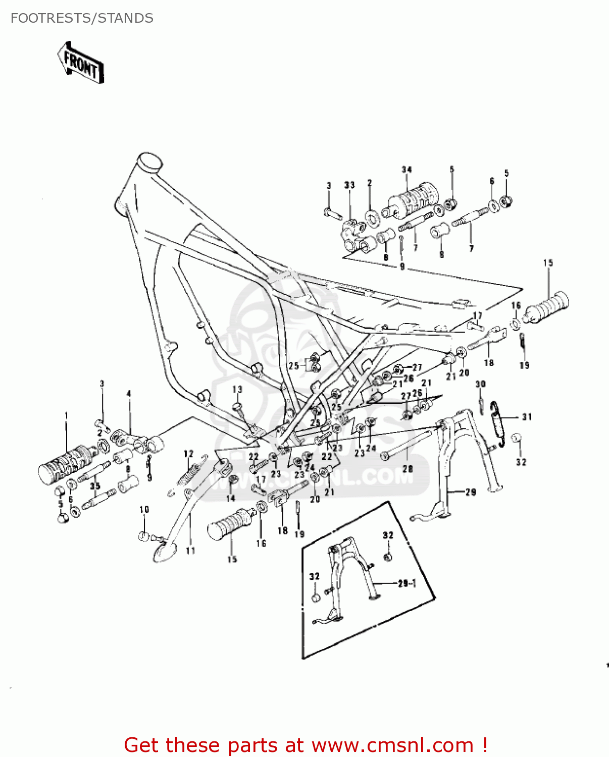 FOOTRESTS/STANDS KZ750B4 1979 USA CANADA / MPH KPH