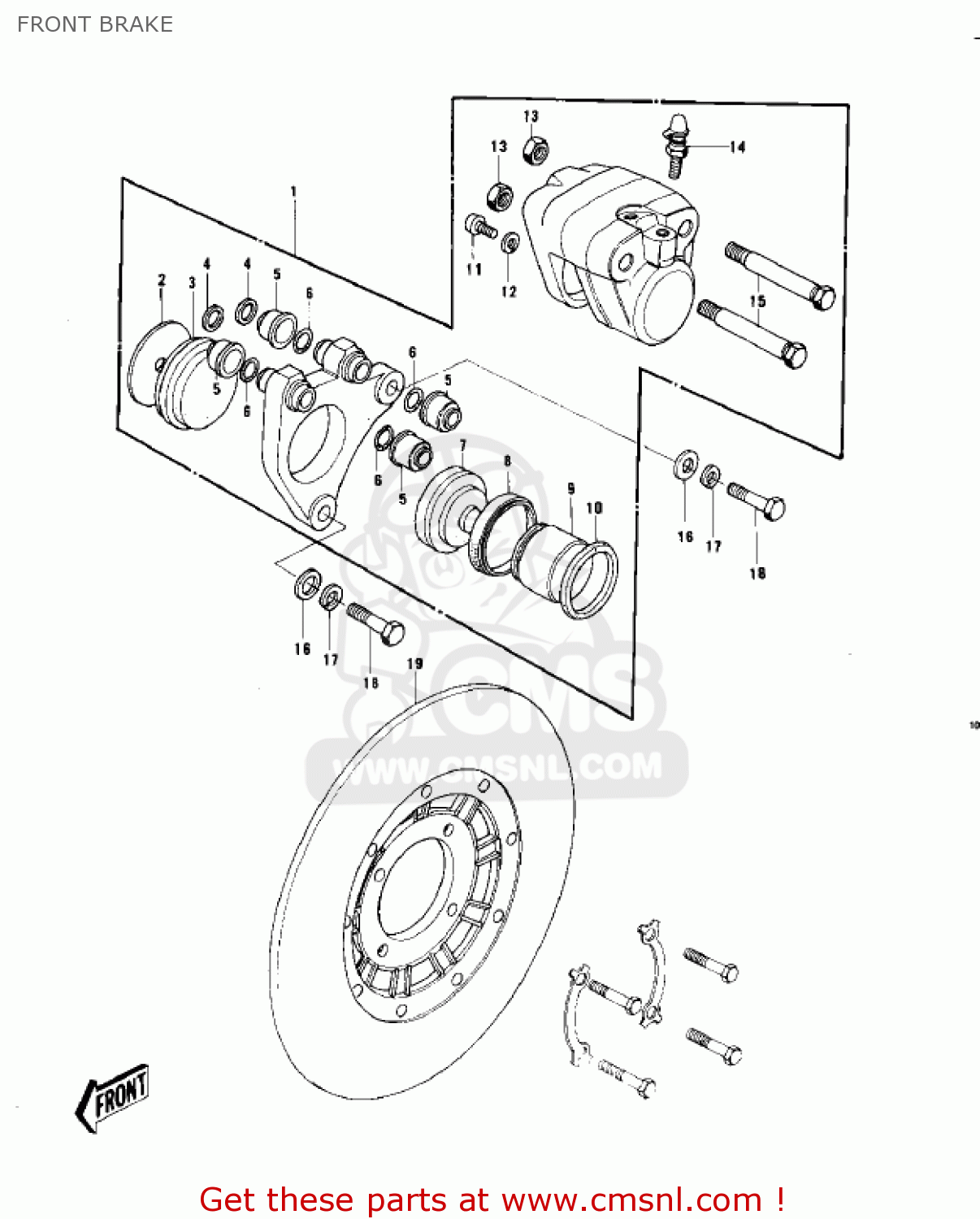FRONT BRAKE KZ750B4 1979 USA CANADA / MPH KPH