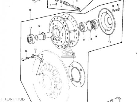 FRONT HUB - KZ750B4 1979 USA CANADA / MPH KPH