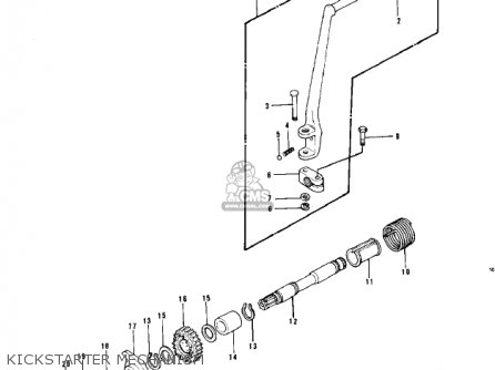 KICKSTARTER MECHANISM - KZ750B4 1979 USA CANADA / MPH KPH