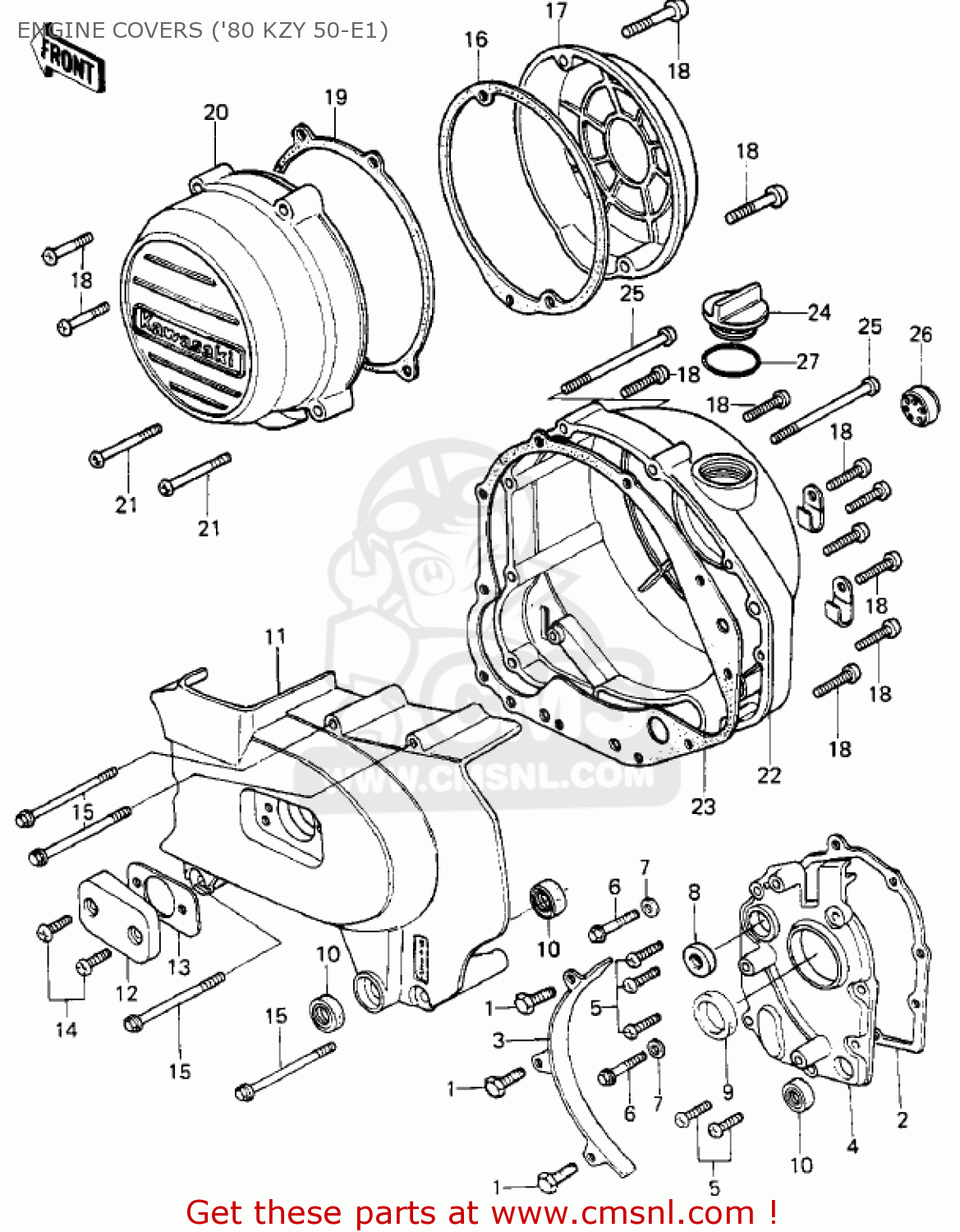 ENGINE COVERS ('80 KZY 50-E1) KZ750E1 1980 USA CANADA