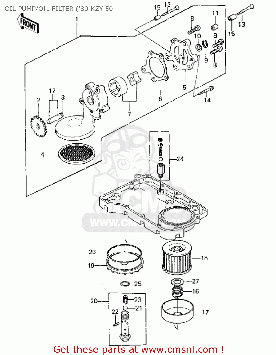 OIL PUMP/OIL FILTER ('80 KZY 50- KZ750E1 1980 USA CANADA
