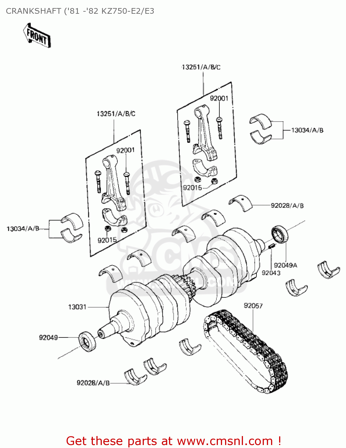 CRANKSHAFT ('81 -'82 KZ750-E2/E3 KZ750E1 1980 USA CANADA