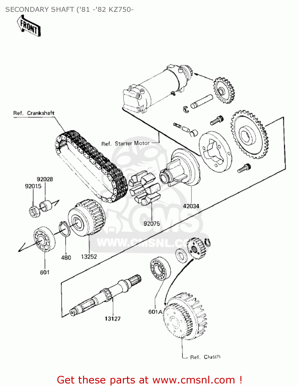 SECONDARY SHAFT ('81 -'82 KZ750- KZ750E1 1980 USA CANADA