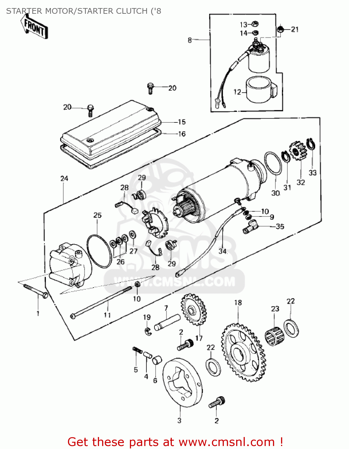 STARTER MOTOR/STARTER CLUTCH ('8 KZ750E1 1980 USA CANADA