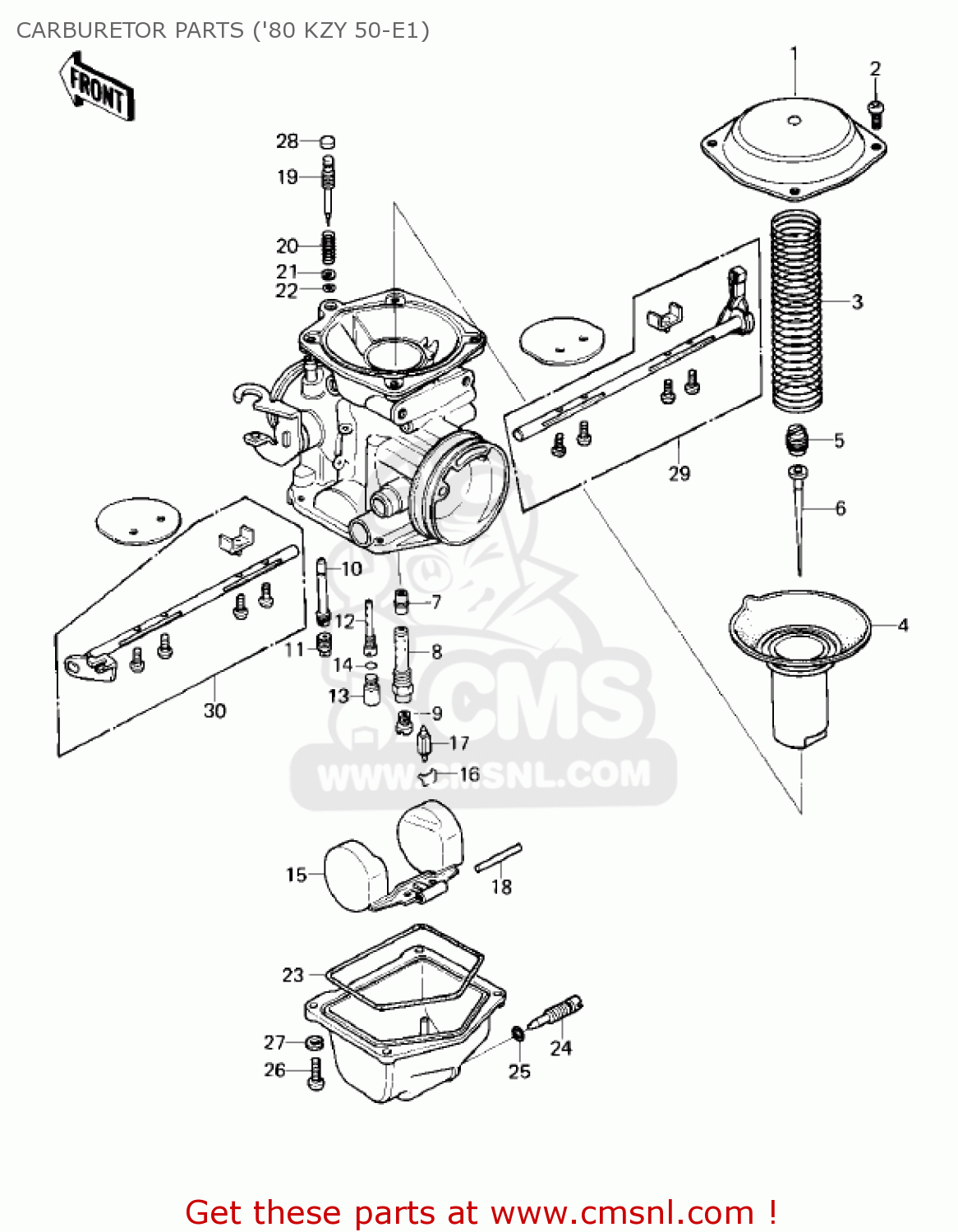CARBURETOR PARTS ('80 KZY 50-E1) KZ750E1 1980 USA CANADA