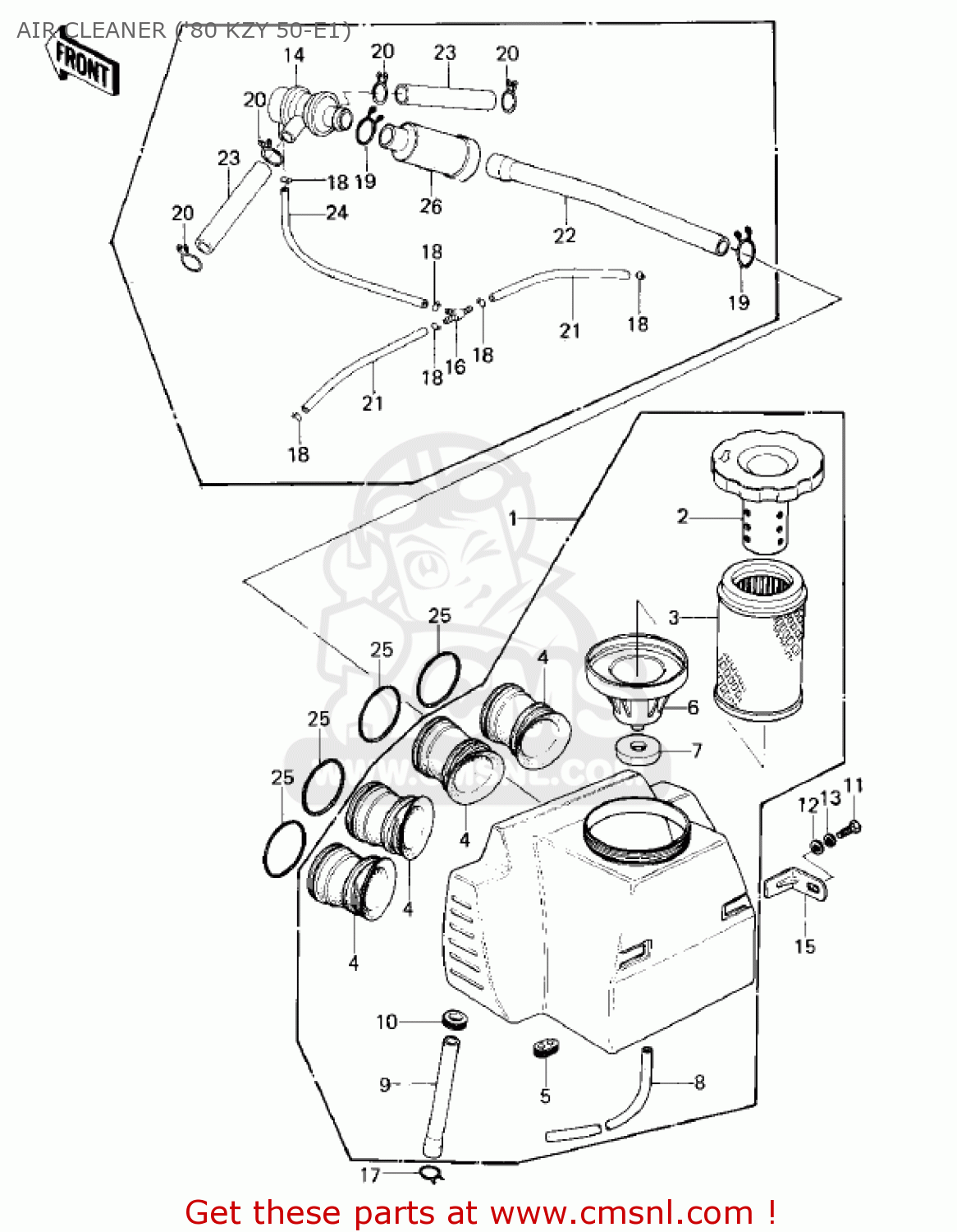 AIR CLEANER ('80 KZY 50-E1) KZ750E1 1980 USA CANADA