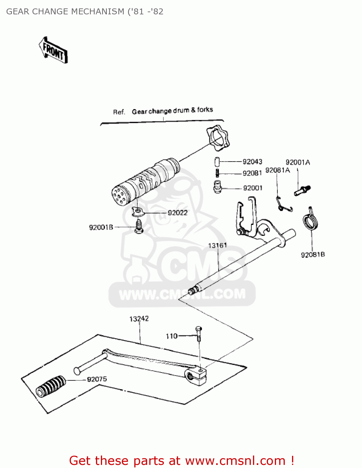 GEAR CHANGE MECHANISM ('81 -'82 KZ750E1 1980 USA CANADA