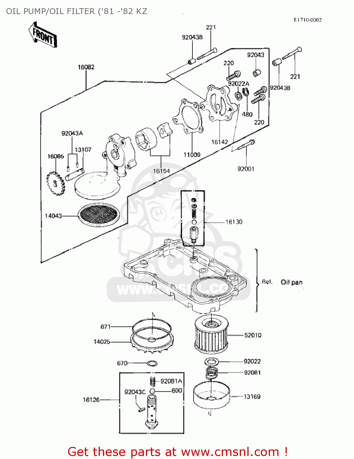 OIL PUMP/OIL FILTER ('81 -'82 KZ KZ750E1 1980 USA CANADA