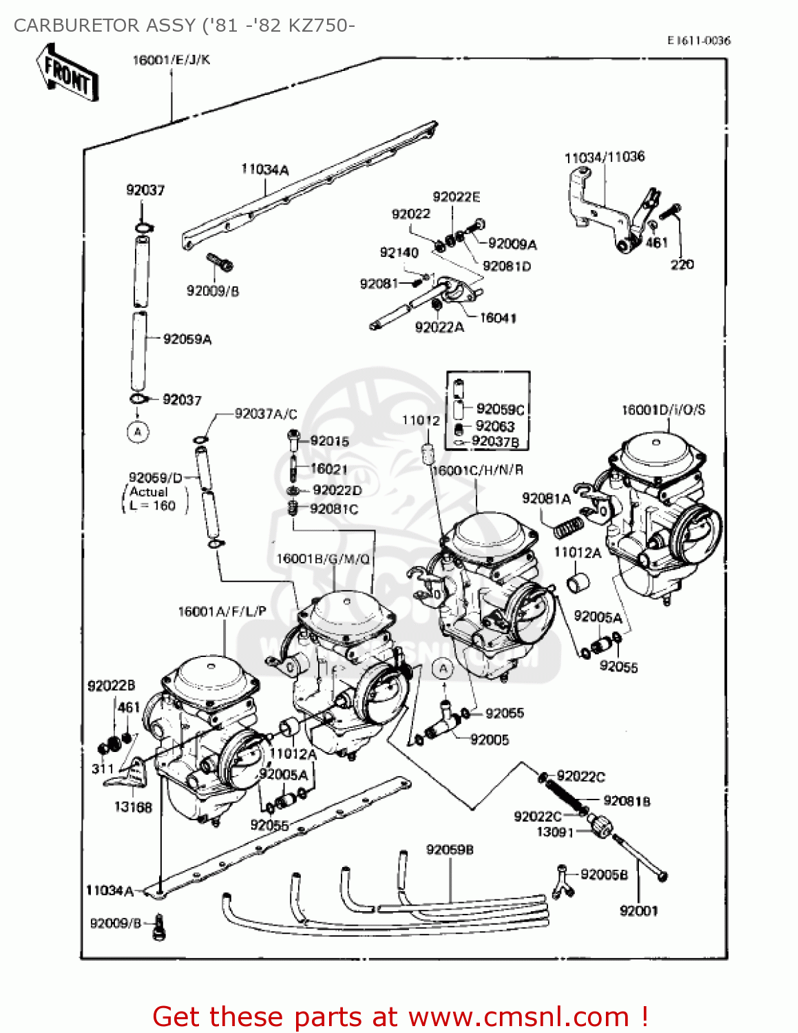 CARBURETOR ASSY ('81 -'82 KZ750- KZ750E1 1980 USA CANADA