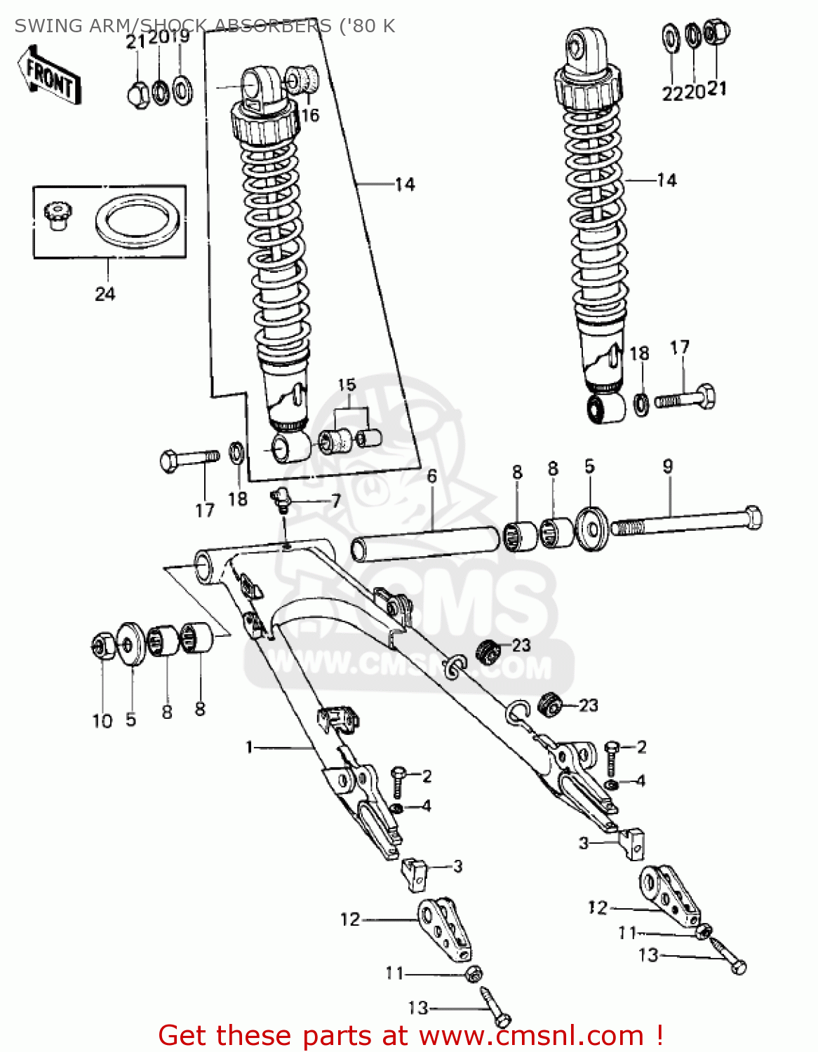 SWING ARM/SHOCK ABSORBERS ('80 K KZ750E1 1980 USA CANADA