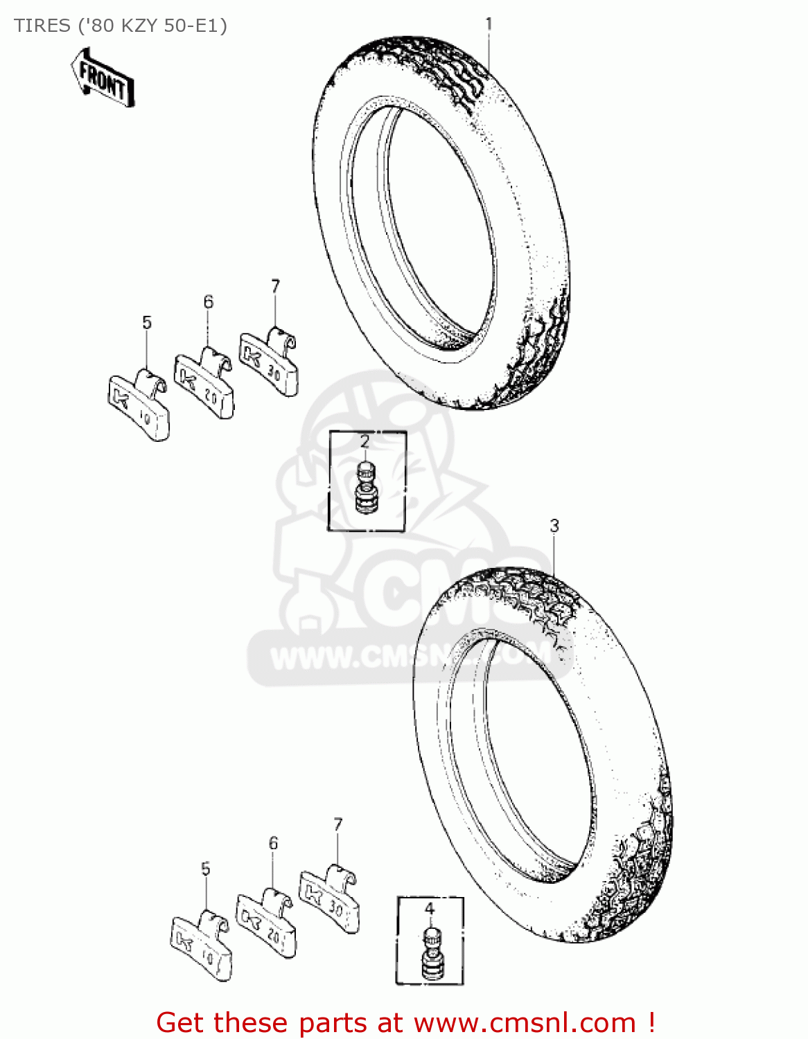 TIRES ('80 KZY 50-E1) KZ750E1 1980 USA CANADA