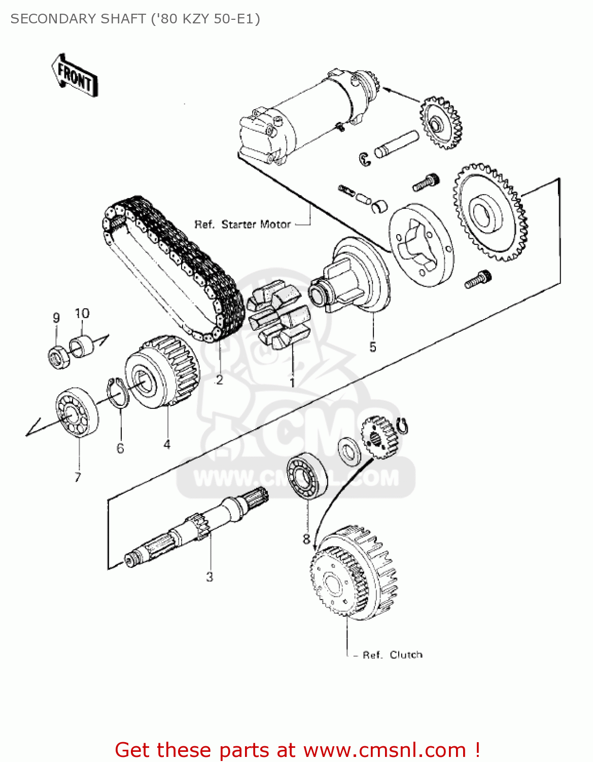 SECONDARY SHAFT ('80 KZY 50-E1) KZ750E1 1980 USA CANADA