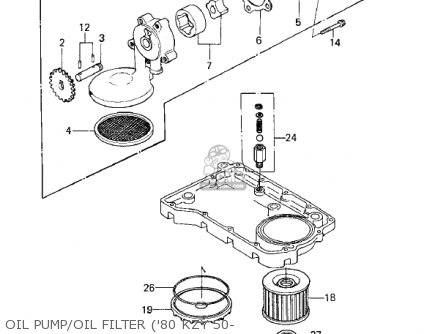 OIL PUMP/OIL FILTER ('80 KZY 50- - KZ750E1 1980 USA CANADA