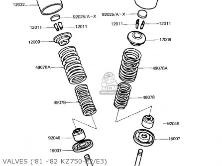VALVES ('81 -'82 KZ750-E2/E3) - KZ750E1 1980 USA CANADA