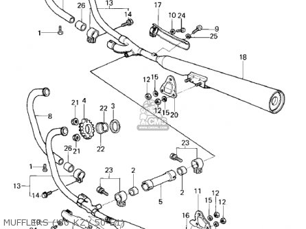 MUFFLERS ('80 KZY 50-E1) - KZ750E1 1980 USA CANADA